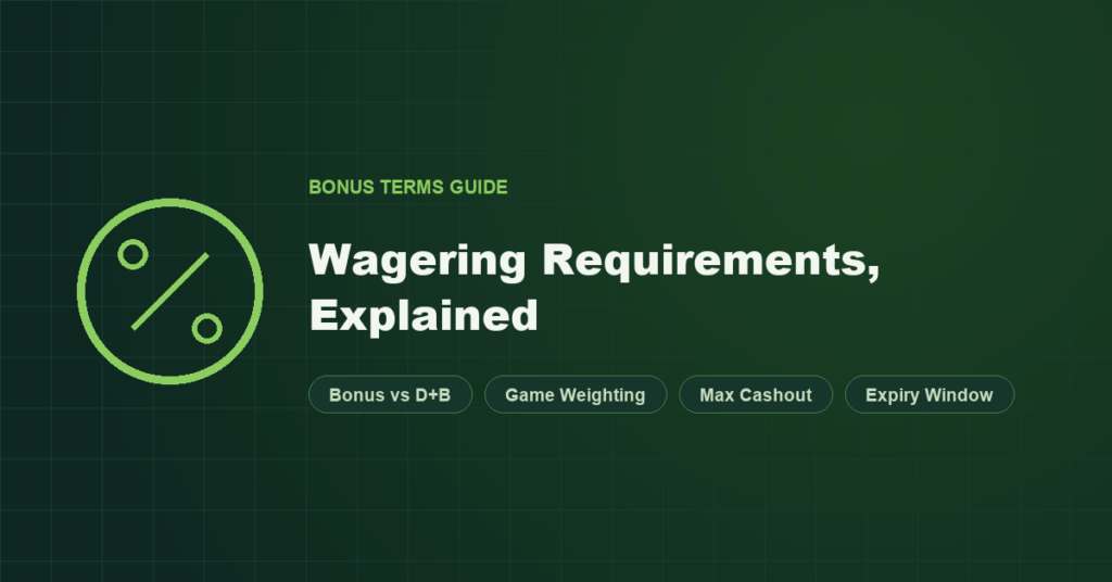 Wagering requirements guide: bonus vs deposit+bonus, game weighting, max cashout, expiry window